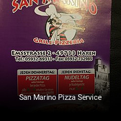 San Marino Pizza Service online delivery